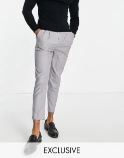 New Look Pleated Smart Trousers In Grey For Men 9 New Look Pleated Smart Trousers In Grey For Men -Look Espn Store 23074713 1 grey 1